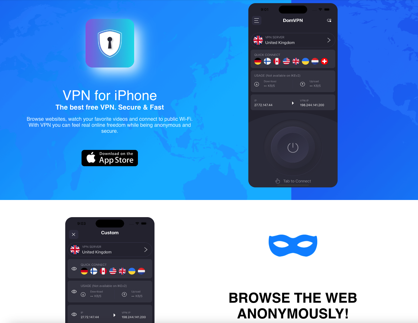 DomVPN free VPN for iPhone